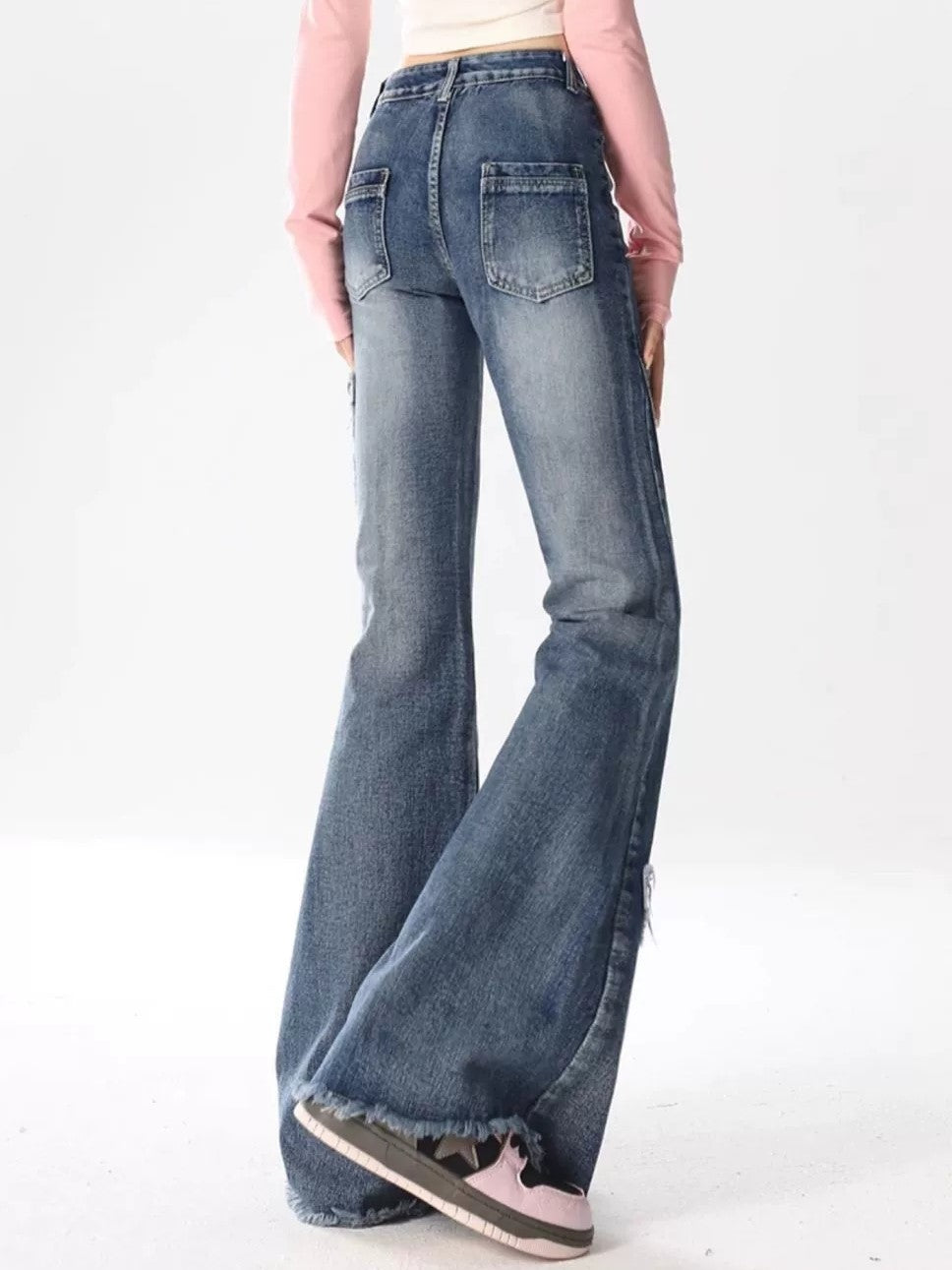 Y2K Schmetterling Bestickte High Waist Flare Jeans