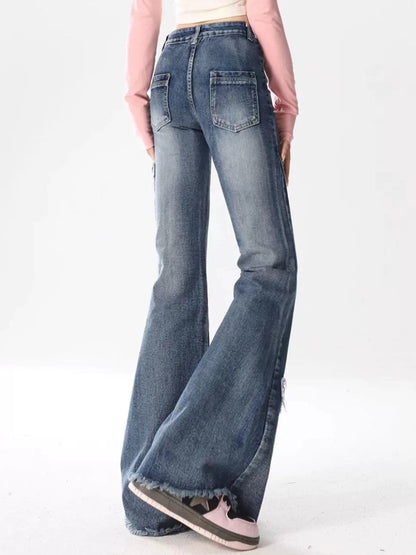 Y2K Schmetterling Bestickte High Waist Flare Jeans