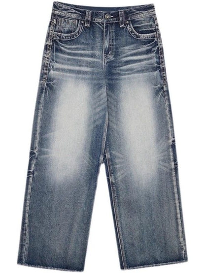 Hip Hop Gewaschene Distressed Hoher Taille Baggy Jeans