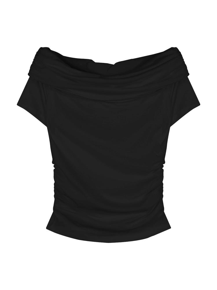 Schulterfreiem Schnitt Rüschen Kurzarm Crop Top