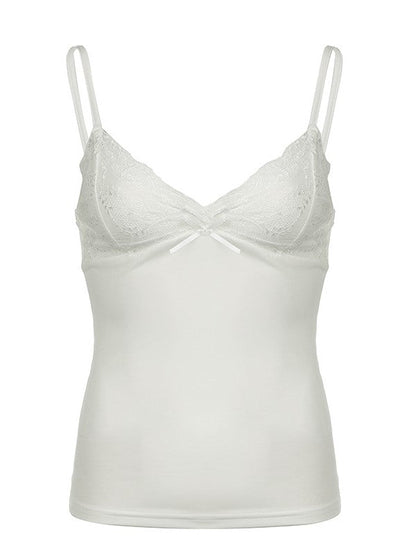 Einfarbiges Blumenspitze Cami Top