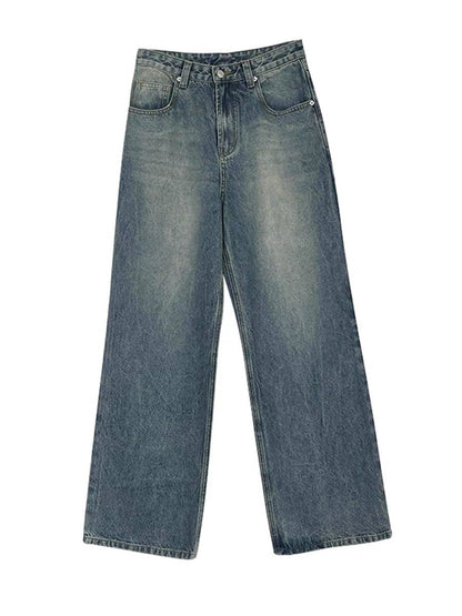 Vintage Gewaschene Weitem Bein Jeans