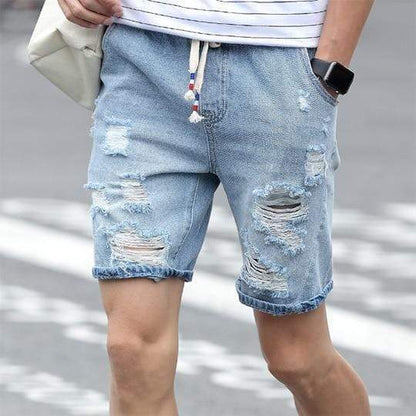 Ripped Light Blue Denim Shorts - Nico