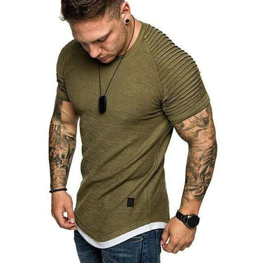 Olive green t-shirt with structured sleeves - Jonas
