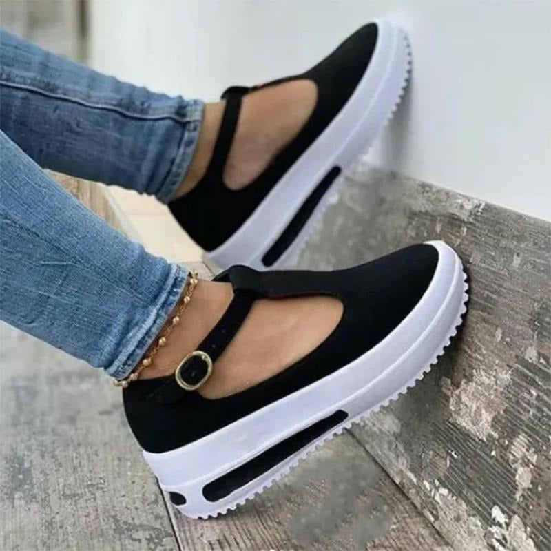 Dicke Basis Bequeme Schuhe Schwarz
