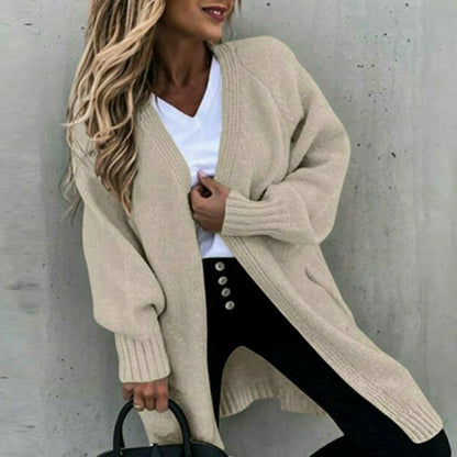 Lässig Lockerer Fester Cardigan Khaki