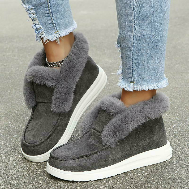Warme Schneestiefel Aus Plüsch Grau