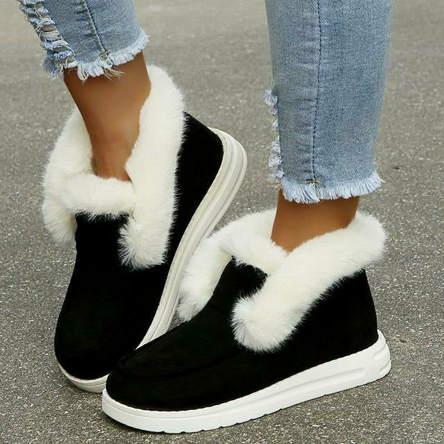 Warme Schneestiefel Aus Plüsch Schwarz