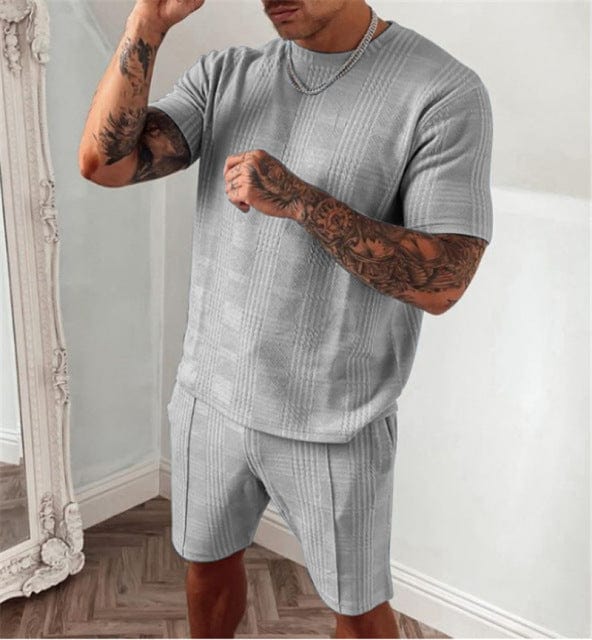 Light blue knitted set with shorts - Luca