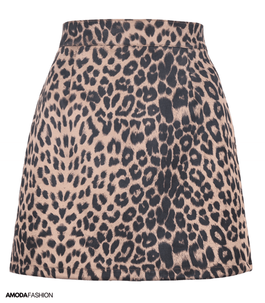 Rock mit Leopardenmuster und hoher Taille