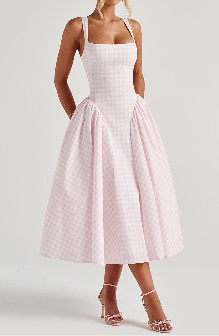 Lorenza MidiKleid – Blush Gingham