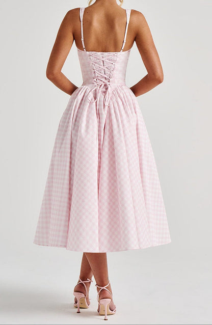Lorenza MidiKleid – Blush Gingham