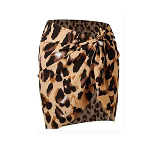 Frauen Strandrock einfarbige Sommerbluse Leopardenmuster