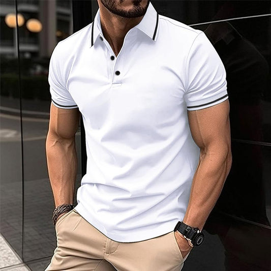 White polo shirt with contrast stripes – Luca