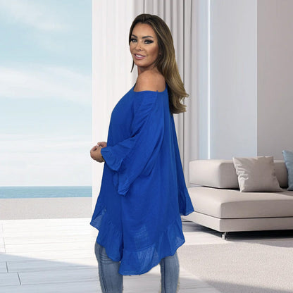 Lockere, plissierte Off-Shoulder-Blusen für Damen