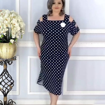 Women's Polka Dot Off Shoulder Kleid