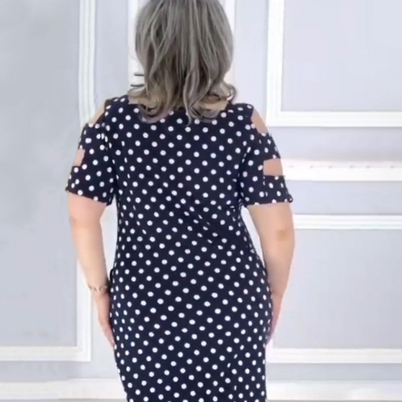 Women's Polka Dot Off Shoulder Kleid