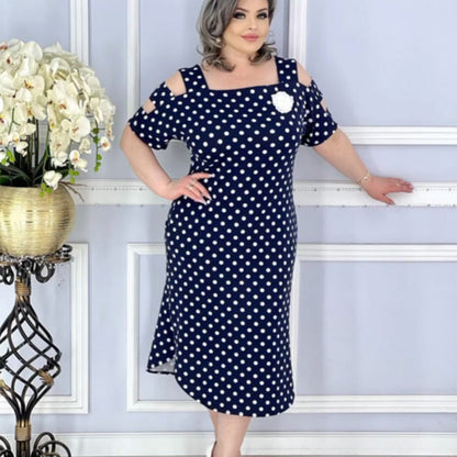 Women's Polka Dot Off Shoulder Kleid