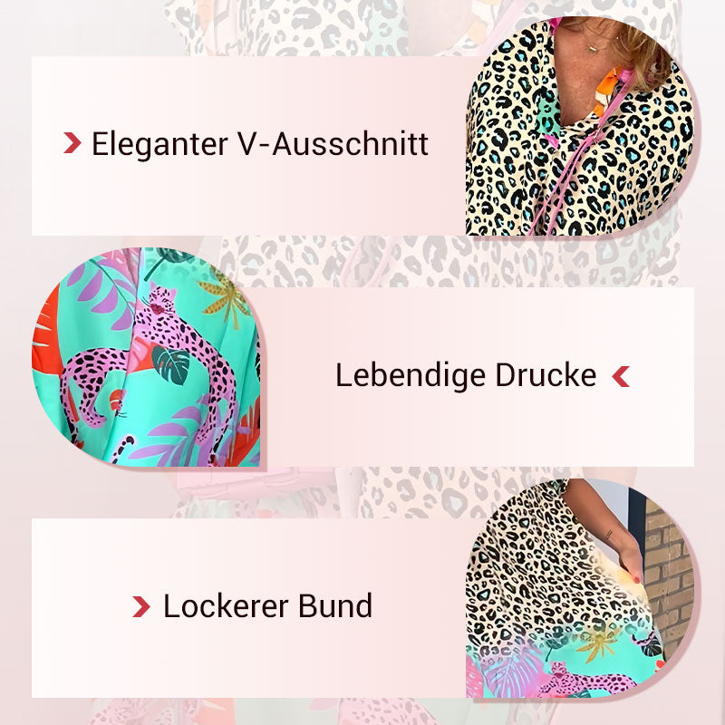 【🔥49% Rabatt🔥】Lässiges kurzärmeliges Kleid mit Leopardenmuster für Frauen