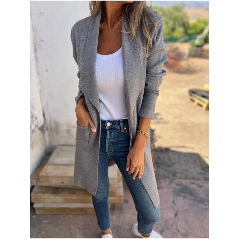 🥰Saisonale Aktion🥰Lässiger Langarm-Cardigan mit Revers