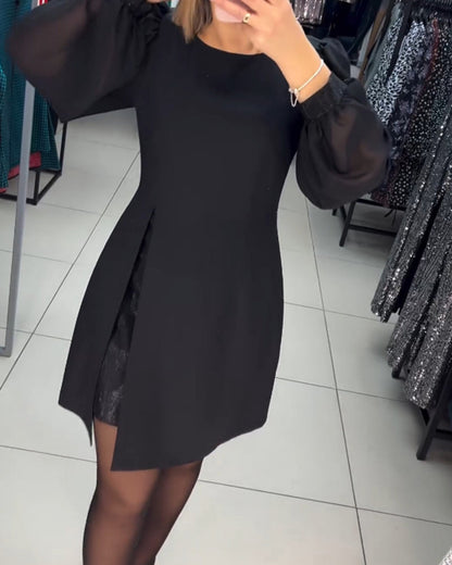 💥Simple, elegant, sexy, silky long sleeve dress 