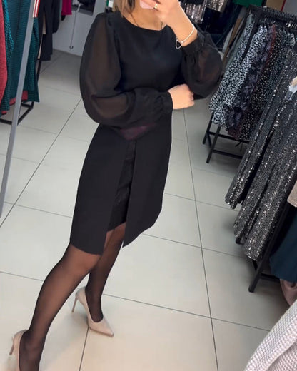 💥Simple, elegant, sexy, silky long sleeve dress 