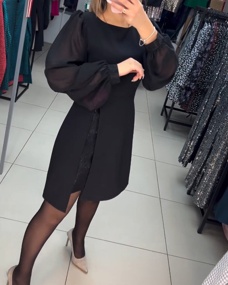 💥Simple, elegant, sexy, silky long sleeve dress 