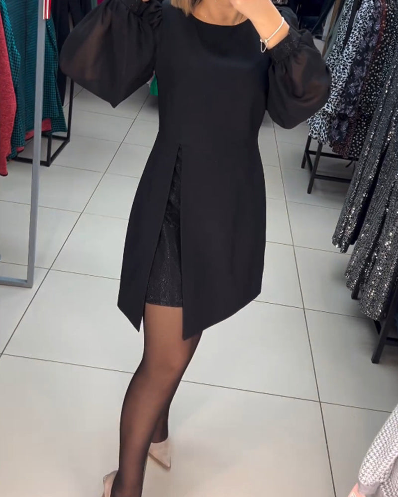 💥Simple, elegant, sexy, silky long sleeve dress 