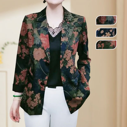 Stylish lightweight floral print suit jacket for women 