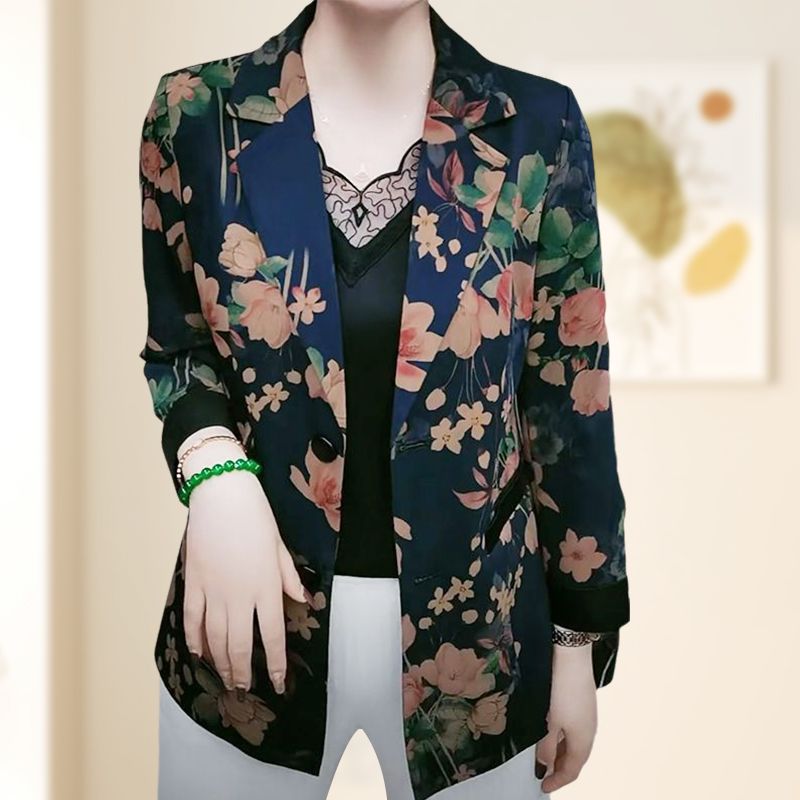 Stylish lightweight floral print suit jacket for women 