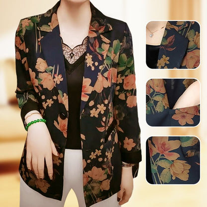 Stylish lightweight floral print suit jacket for women 