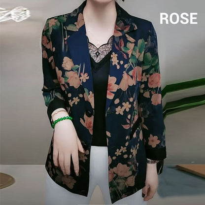 Stylish lightweight floral print suit jacket for women 