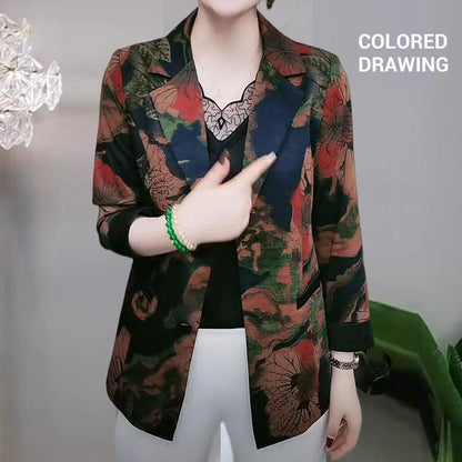 Stylish lightweight floral print suit jacket for women 