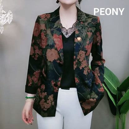 Stylish lightweight floral print suit jacket for women 