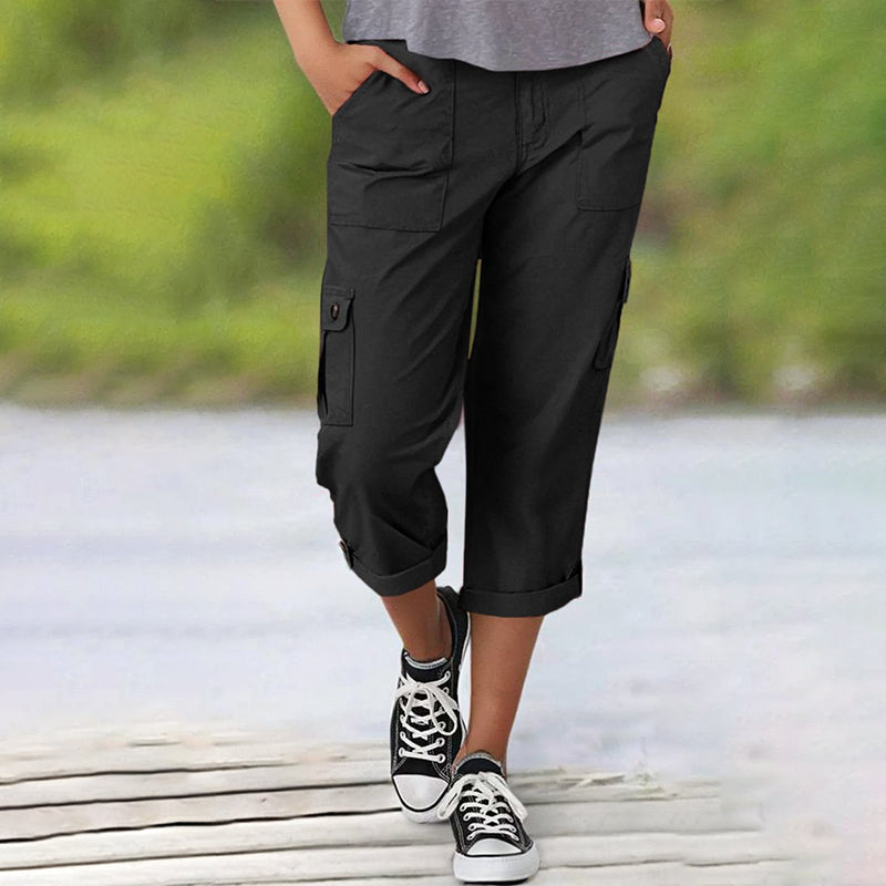 Capri Cargohose mit Taille und Falten unten und mehreren Taschen✨ Kaufen Sie 2 und erhalten Sie kostenlosen Versand