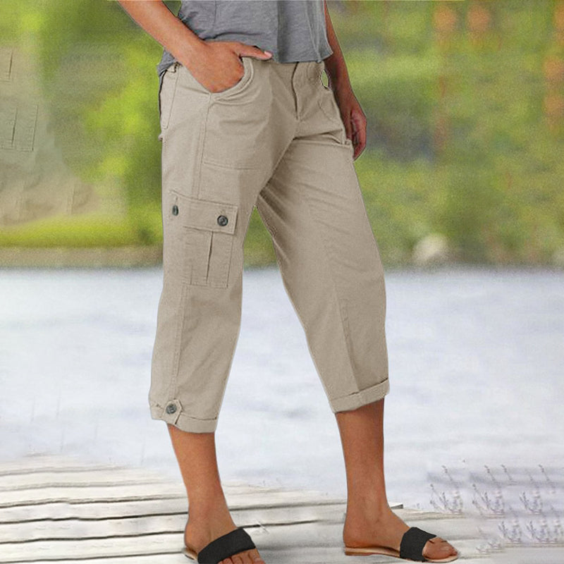 Capri Cargohose mit Taille und Falten unten und mehreren Taschen✨ Kaufen Sie 2 und erhalten Sie kostenlosen Versand