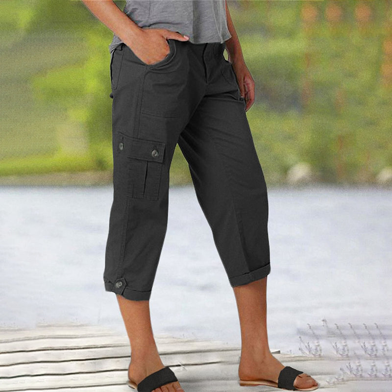 Capri Cargohose mit Taille und Falten unten und mehreren Taschen✨ Kaufen Sie 2 und erhalten Sie kostenlosen Versand
