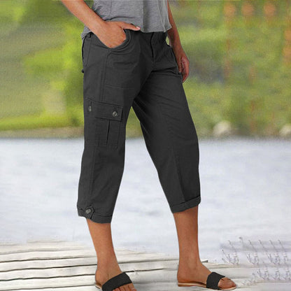 Capri Cargohose mit Taille und Falten unten und mehreren Taschen✨ Kaufen Sie 2 und erhalten Sie kostenlosen Versand
