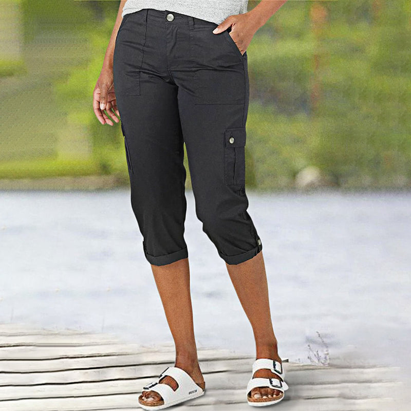 Capri Cargohose mit Taille und Falten unten und mehreren Taschen✨ Kaufen Sie 2 und erhalten Sie kostenlosen Versand