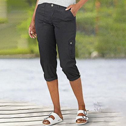 Capri Cargohose mit Taille und Falten unten und mehreren Taschen✨ Kaufen Sie 2 und erhalten Sie kostenlosen Versand