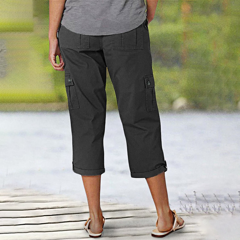 Capri Cargohose mit Taille und Falten unten und mehreren Taschen✨ Kaufen Sie 2 und erhalten Sie kostenlosen Versand