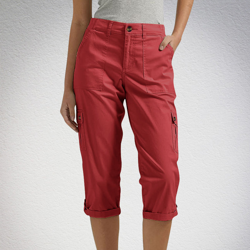 Capri Cargohose mit Taille und Falten unten und mehreren Taschen✨ Kaufen Sie 2 und erhalten Sie kostenlosen Versand