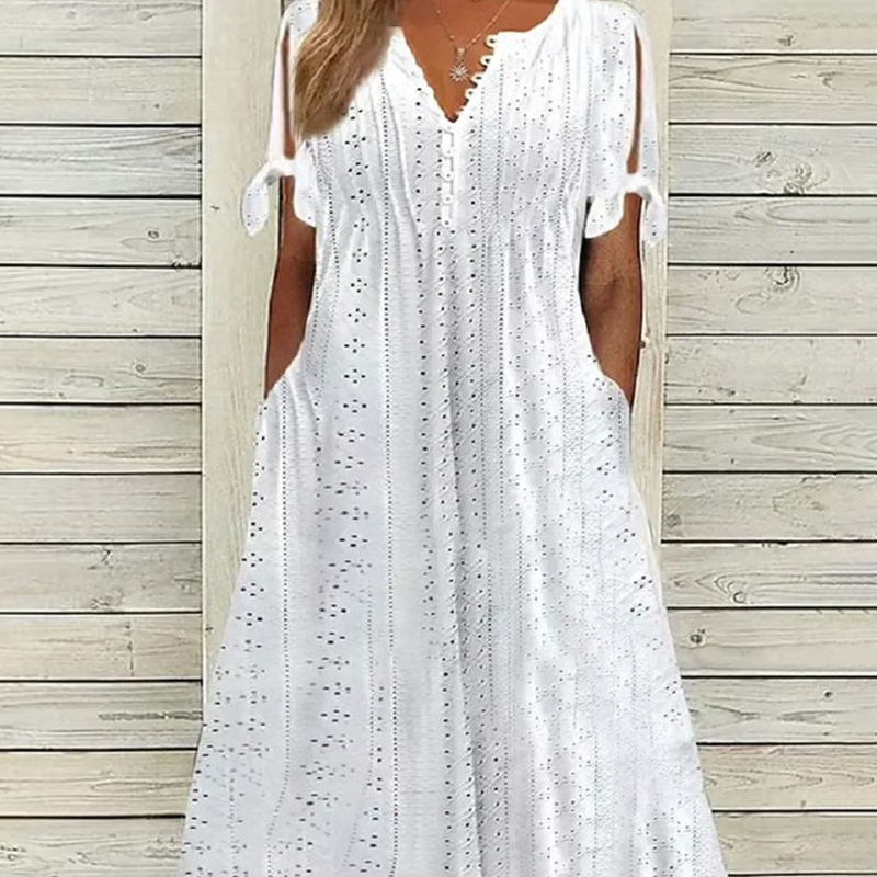 👗 50% RABATT! ⏰ Elegantes V-Ausschnitt-Kleid mit dezenten Cut-Outs für Damen – Figurumschmeichelnd, luftig & perfekt für Sommerpartys und besondere Anlässe 💃