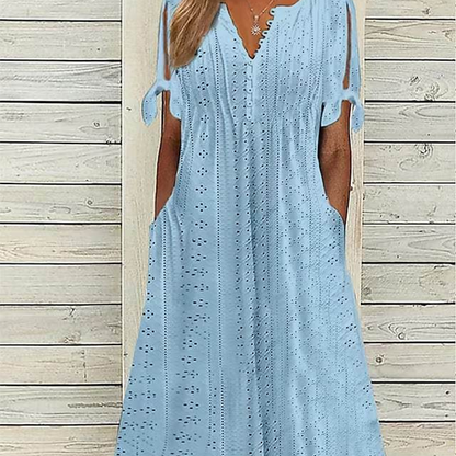 👗 50% RABATT! ⏰ Elegantes V-Ausschnitt-Kleid mit dezenten Cut-Outs für Damen – Figurumschmeichelnd, luftig & perfekt für Sommerpartys und besondere Anlässe 💃