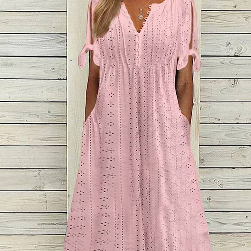 👗 50% RABATT! ⏰ Elegantes V-Ausschnitt-Kleid mit dezenten Cut-Outs für Damen – Figurumschmeichelnd, luftig & perfekt für Sommerpartys und besondere Anlässe 💃