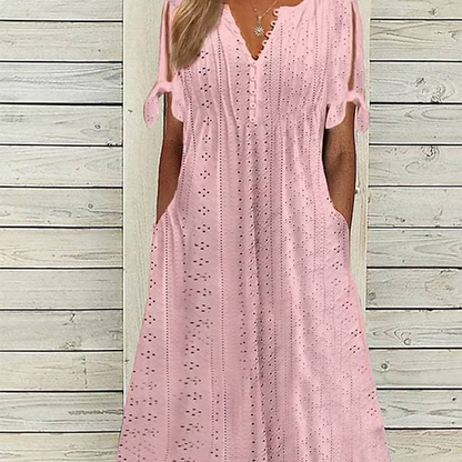 👗 50% RABATT! ⏰ Elegantes V-Ausschnitt-Kleid mit dezenten Cut-Outs für Damen – Figurumschmeichelnd, luftig & perfekt für Sommerpartys und besondere Anlässe 💃