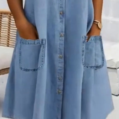 Elegantes einfarbiges Jeanskleid für Damen
