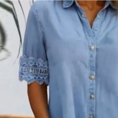 Elegantes einfarbiges Jeanskleid für Damen
