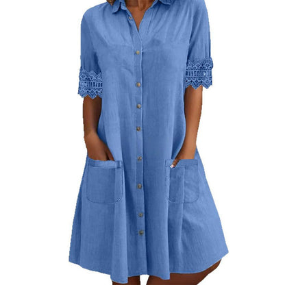 Elegantes einfarbiges Jeanskleid für Damen