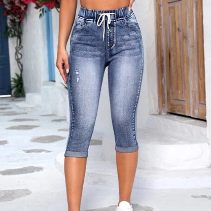 ⏰🔥NUR FÜR KURZE ZEIT 50% RABATT! Lässige Damenjeans mit hoher Taille und Kordelzug